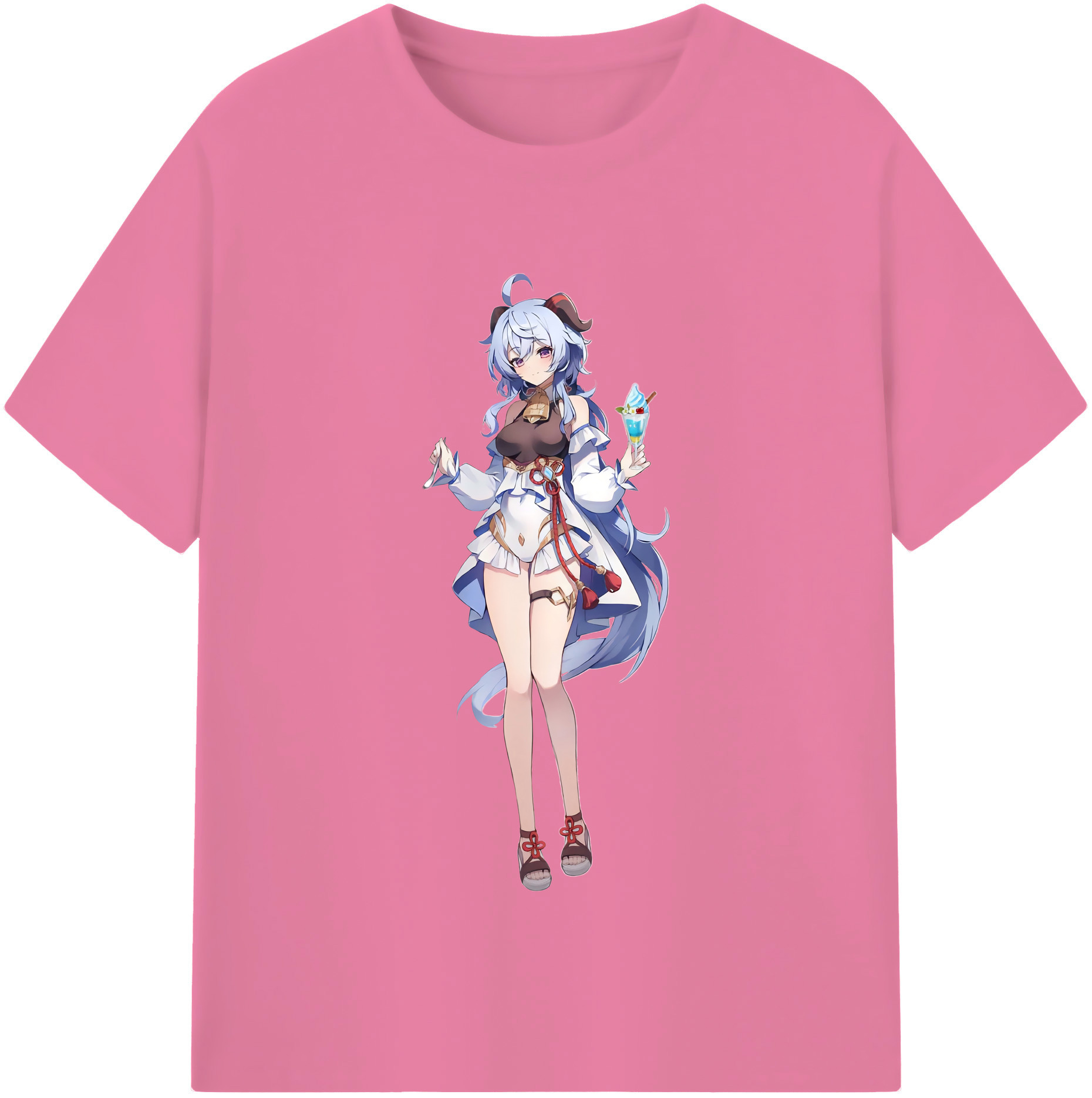 げんし神 甘雨 かんう genshin Ganyu 綿100％半袖Tシャツ（フロントプリント）